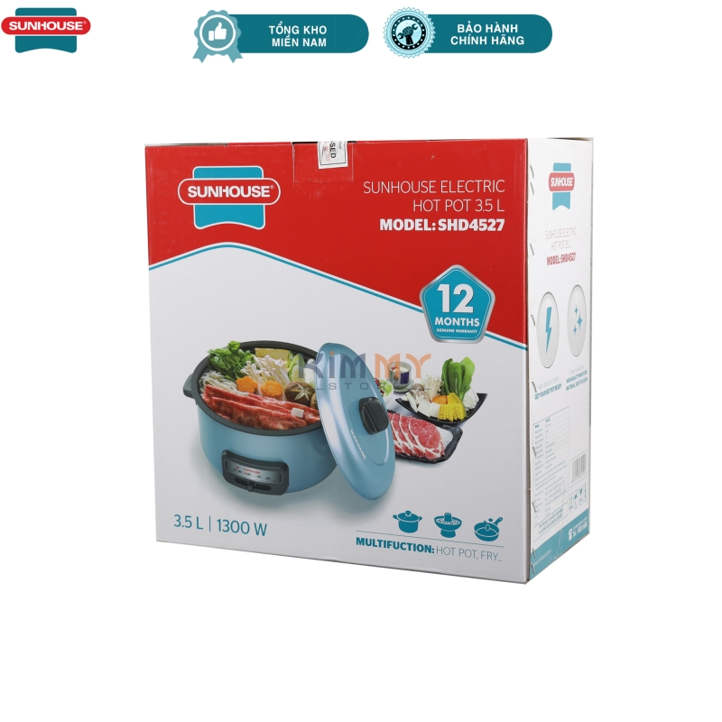 Nồi lẩu điện đa năng lòng nồi chống dính tháo rời Sunhouse SHD4527 3.5L